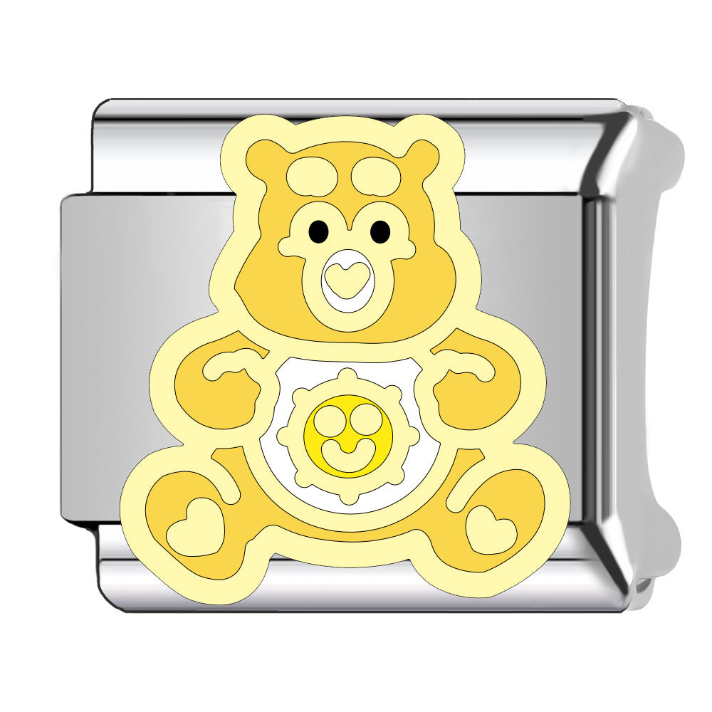 Wholesale Italian Charm Bracelet 9mm DIY Cartoon bear   Creative Stainless Steel Composable Bracelet