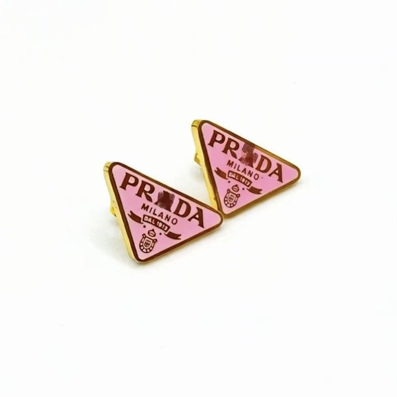 Wholesale ACCVIP Titanium Steel Light Luxury Enamel Inverted Triangle Stud Earrings