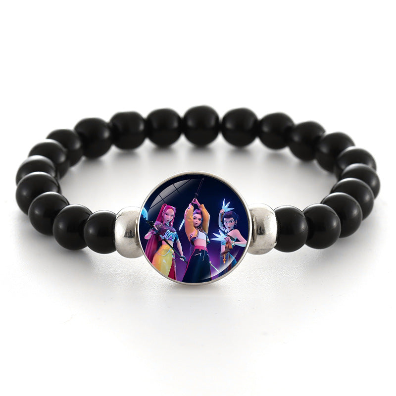 Wholesale kpop anime bracelet black beaded bracelet
