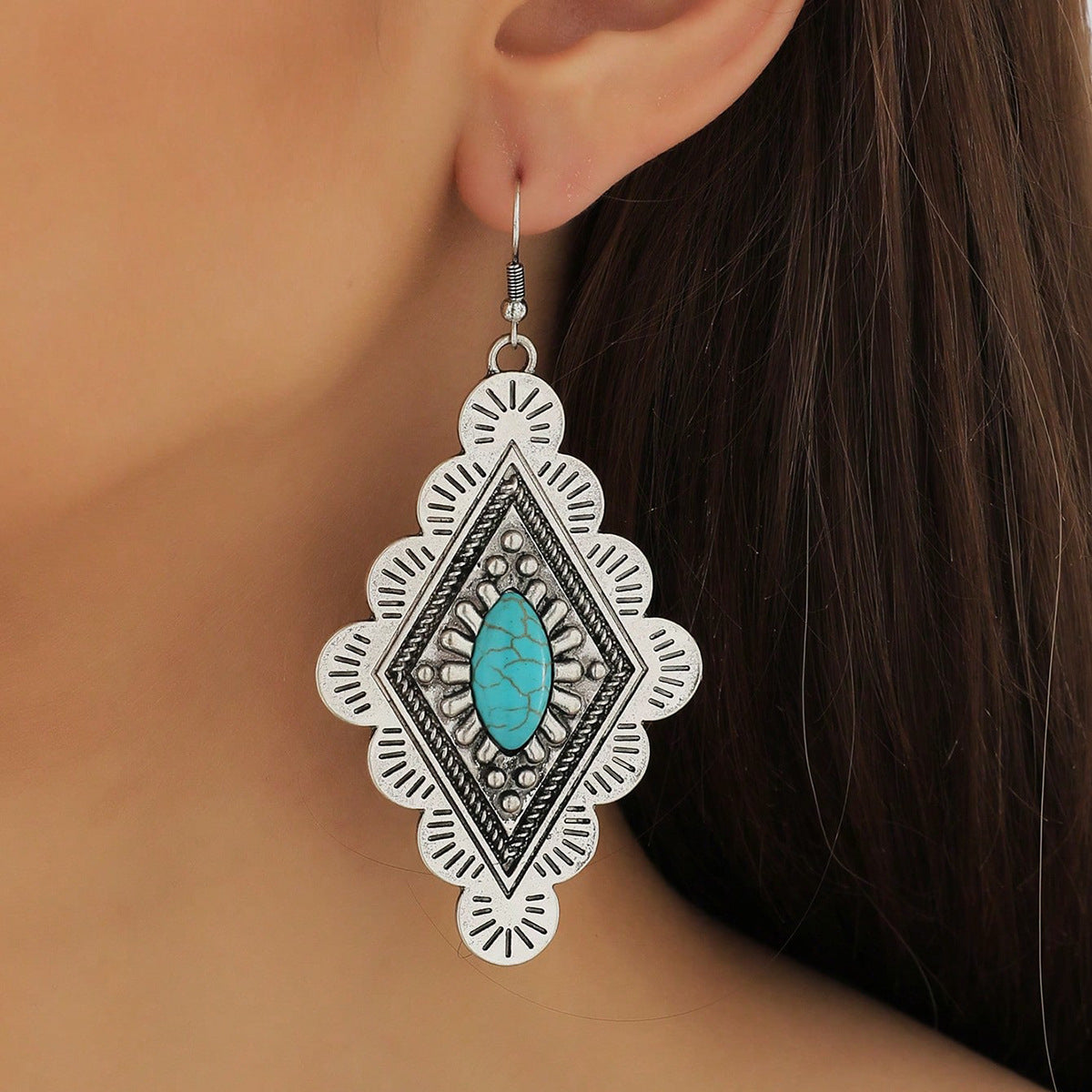 Wholesale Retro Western Style Turquoise Earrings