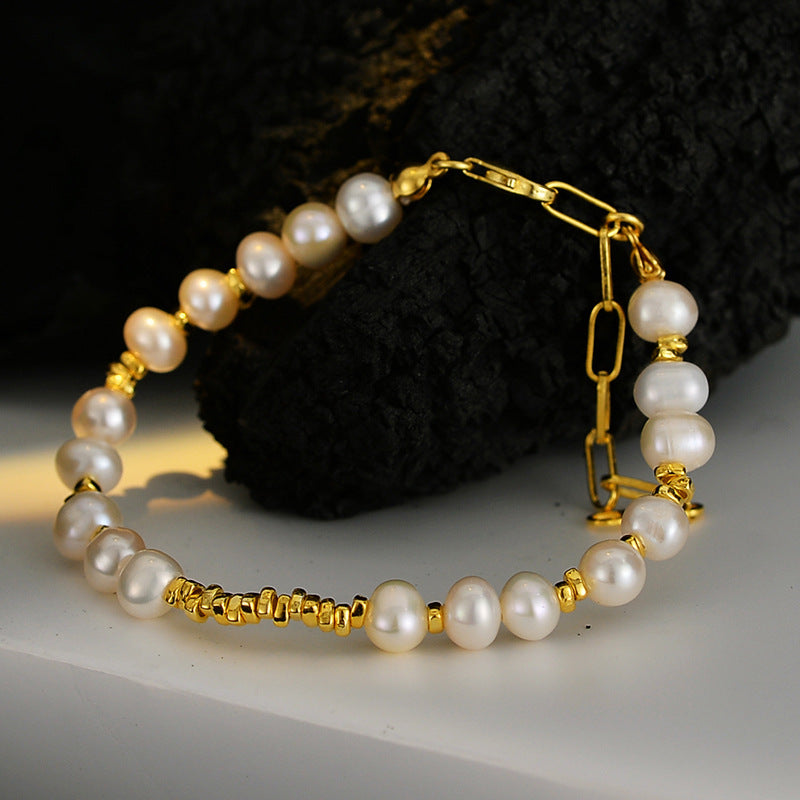 Wholesale Light Luxury Freshwater Pearl S925 Sterling Silver Bracelet ACC-BT-YWE003