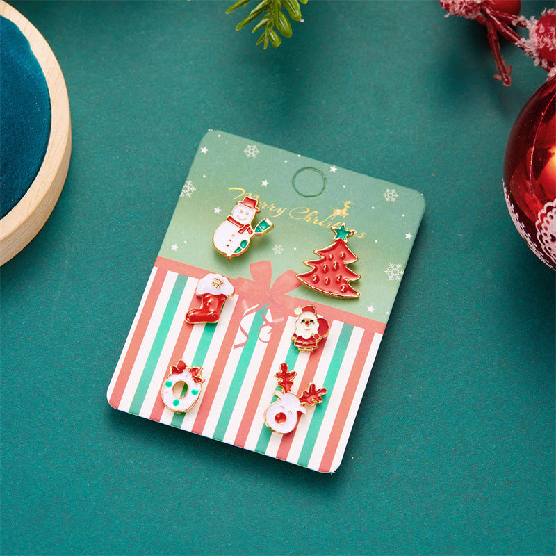 Wholesale Christmas Series Brooch 6 Pack Cartoon Dripping Oil Santa Claus  Brooch