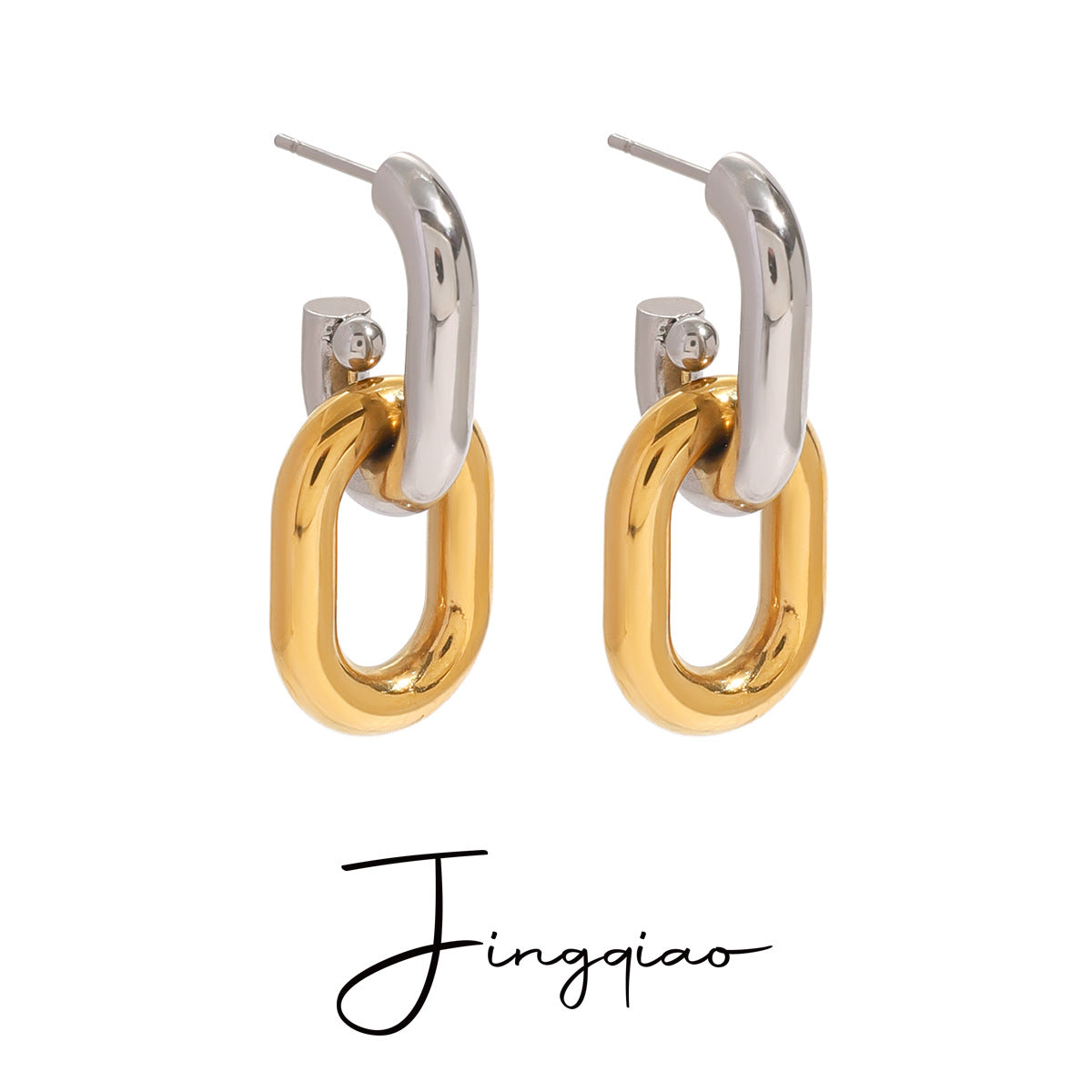 Wholesale  stainless steel color matching geometric earrings