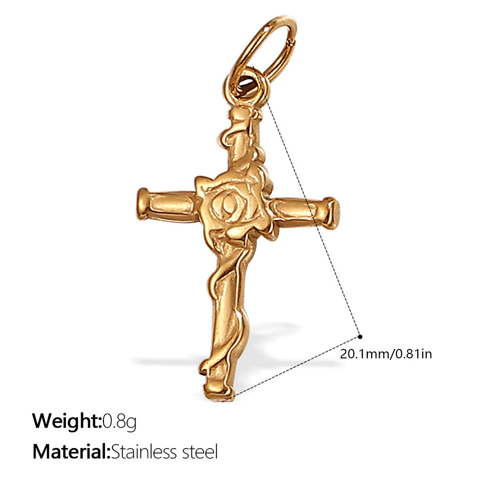 Wholesale Irregular Cross-Shaped DIY Stainless Steel Pendant Full Diamond Jewelry Accessories Necklace Zircon Diamond Inlaid