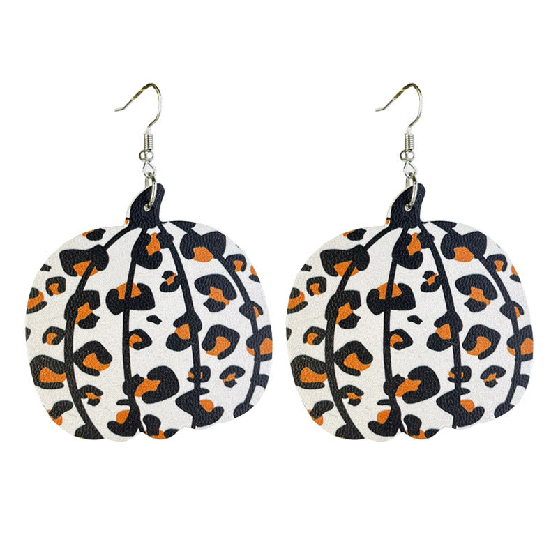 Wholesale 2 Pairs/pack Halloween Thanksgiving Day Aztec Pumpkin Wood Earrings ACC-ES-HY140