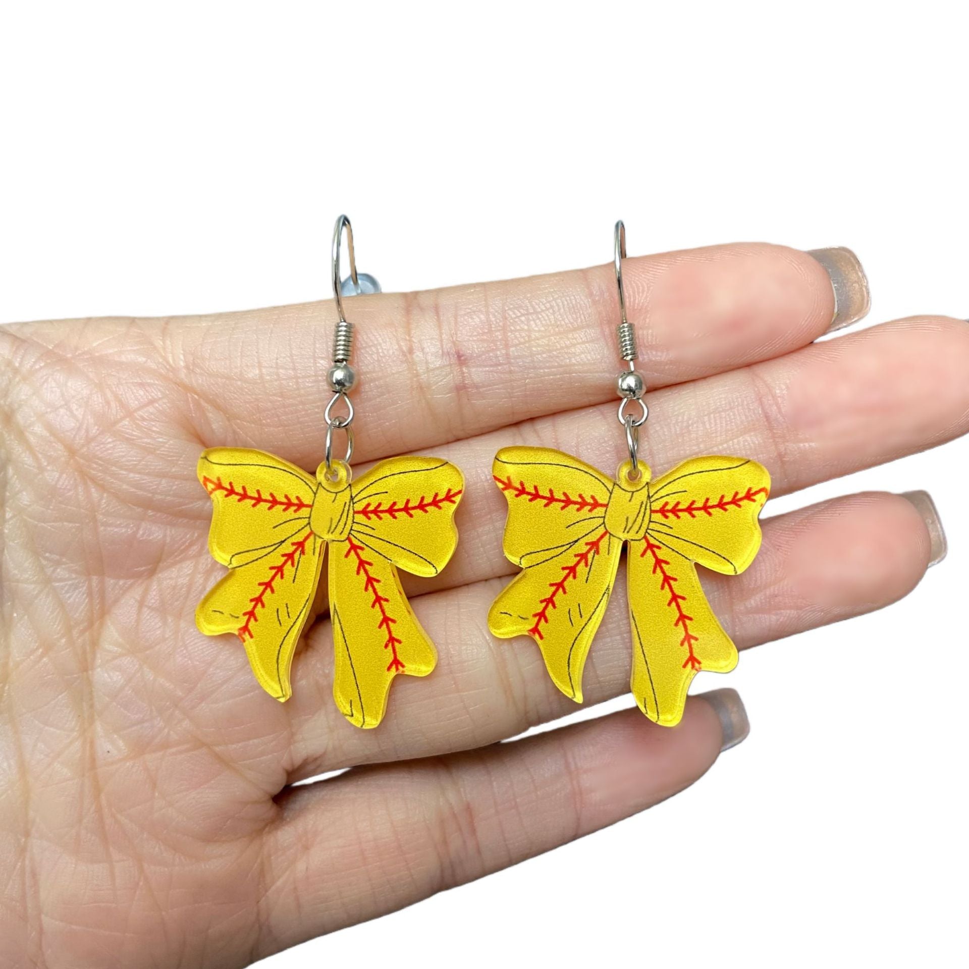 Wholesale Creative Design Acrylic Earrings Sports Competition Football Rugby Element Bow Butterfly Earrings