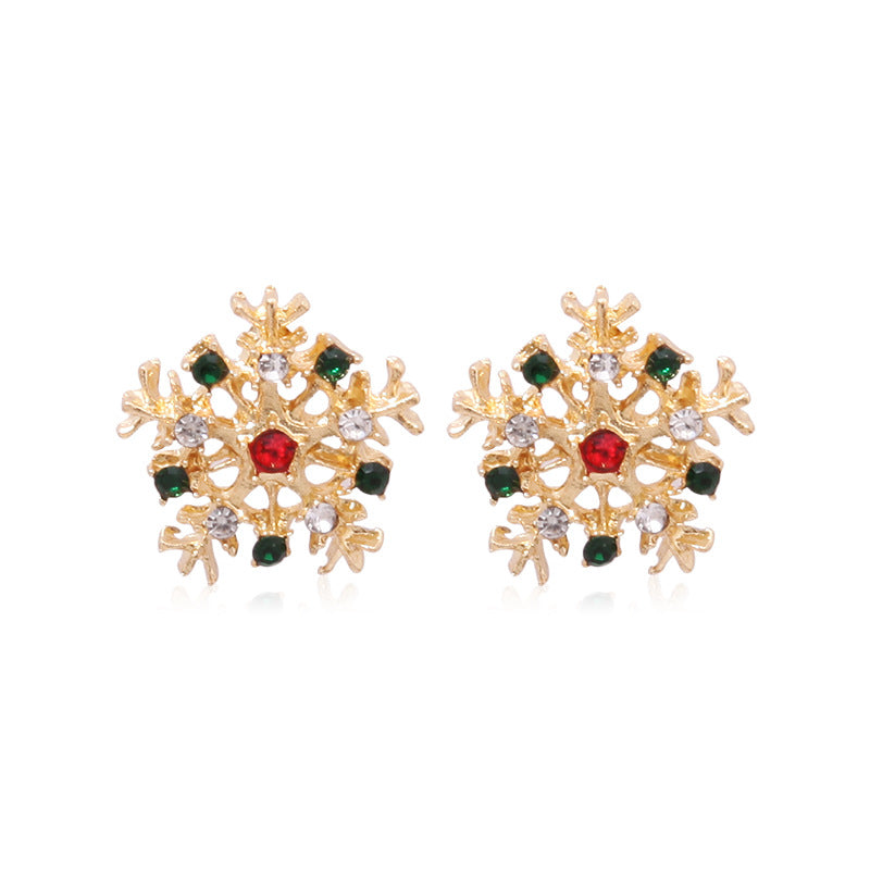 Wholesale Christmas Alloy Oil Drop Christmas Tree Snowflake Earrings ACC-ES-Bingl005
