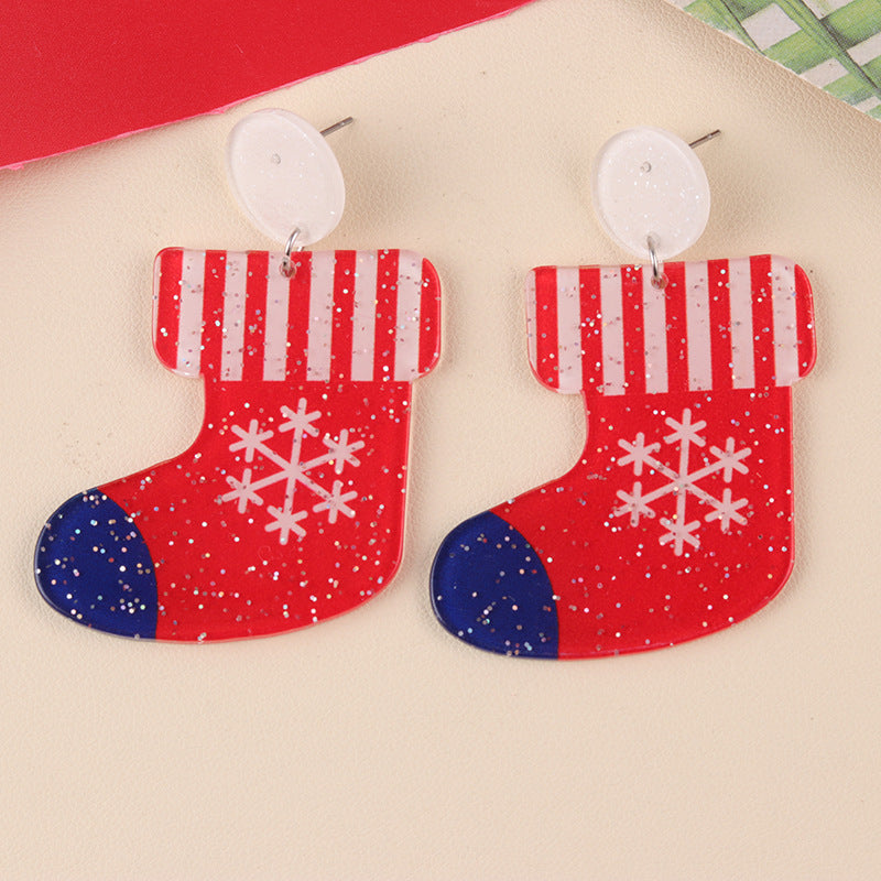 Wholesale Christmas Cartoon Acrylic Christmas Tree Deer Snowflake  Earrings