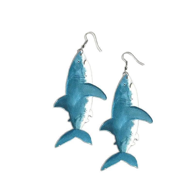 Wholesale marine life shark acrylic pendant earrings
