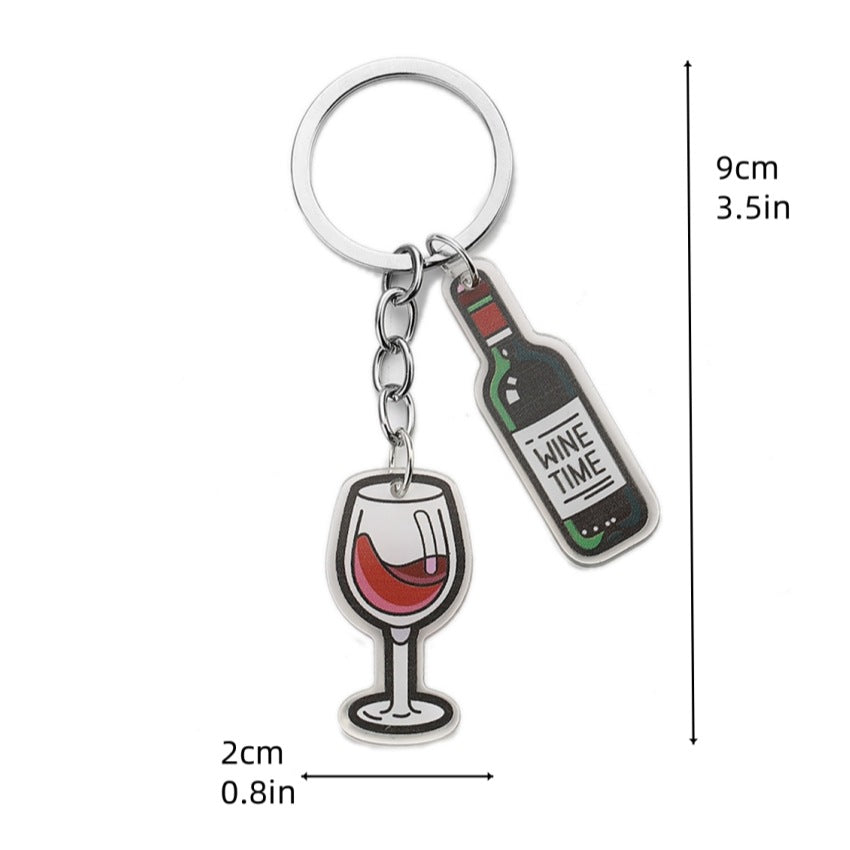 Wholesale Red Wine Glass Keychain  Cartoon Creative Cute Keychains