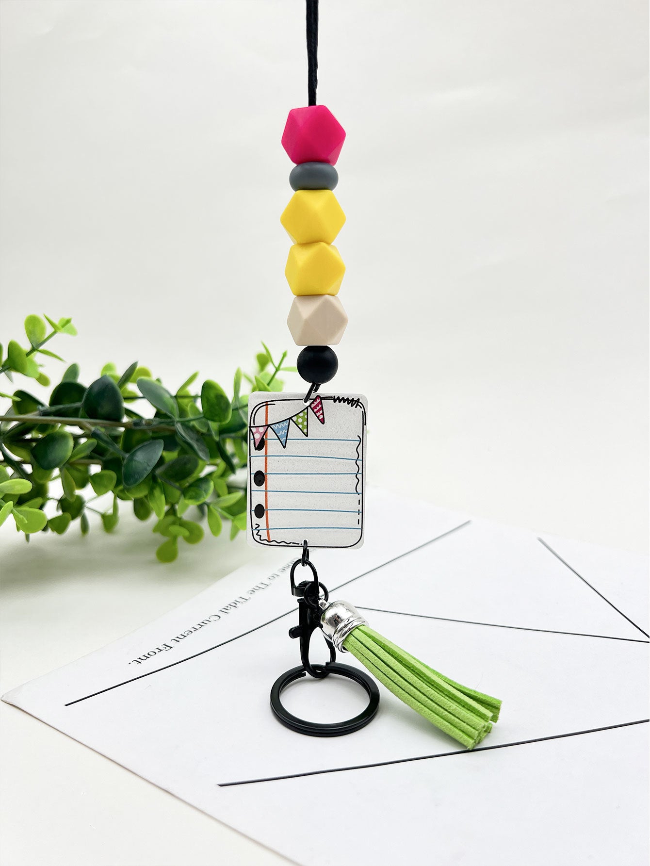 Wholesale Acrylic Pencil Silicone Beaded Lanyard Keychain ACC-KC-JiuYa016