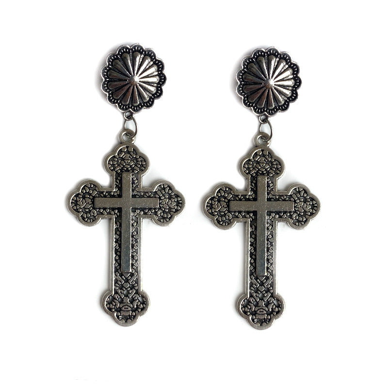 Wholesale 3PCS/ Pack Vintage Flower Cross Earrings