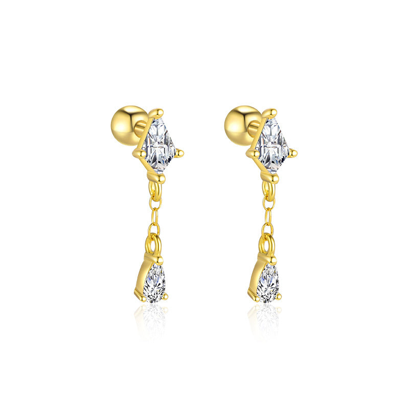 Wholesale S925 sterling silver zircon round head light luxury earrings