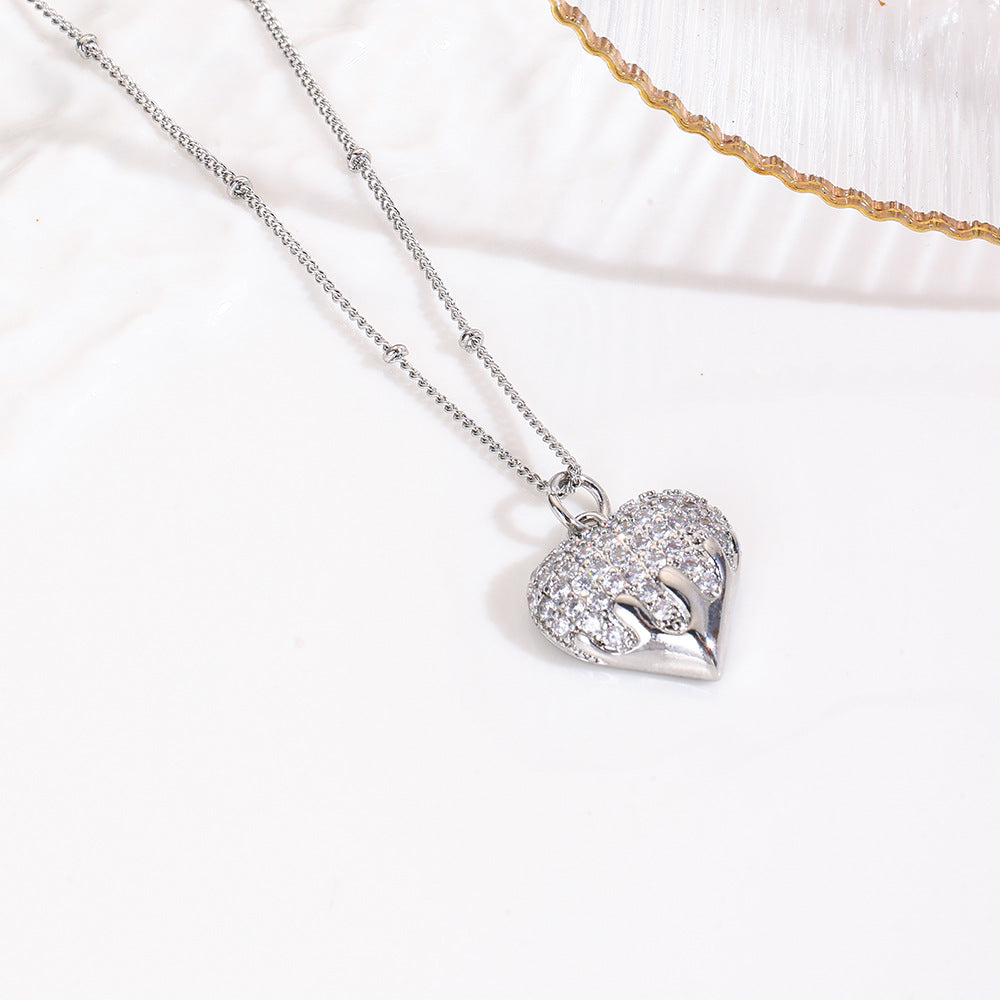 Wholesale Heart necklace copper plated 18k pendant necklace