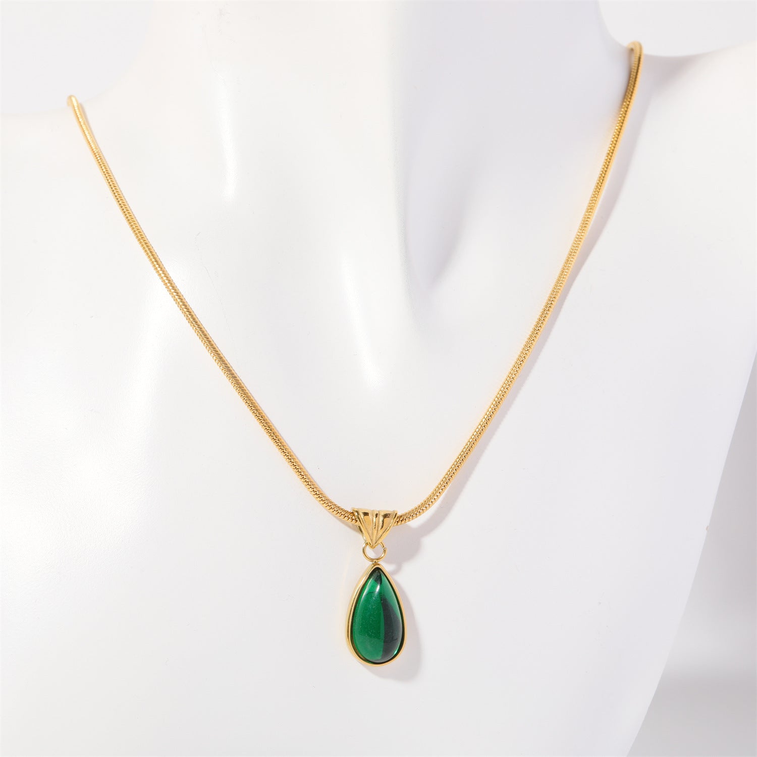 Wholesale 18K Gold Plated 12 Birthstone Titanium Steel Water Drop Necklace