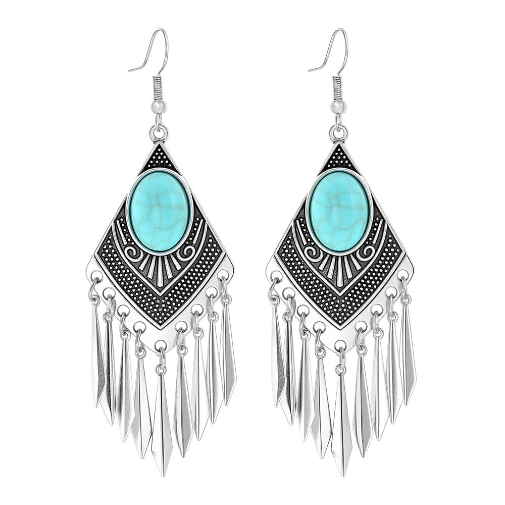 Wholesale Ethnic Style Geometric Acrylic Turquoise Earrings for Women Fashion Jewelry