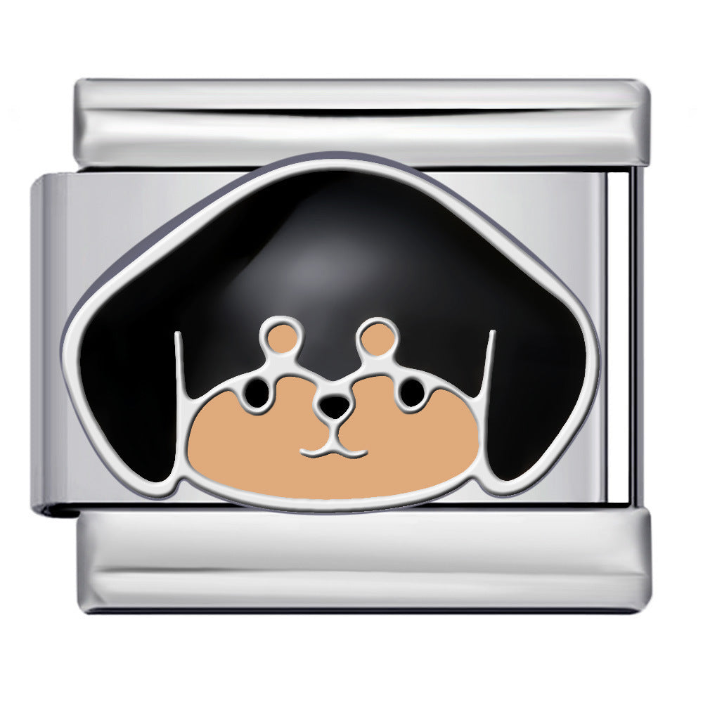 Wholesale 5pcs Italian Charm Bracelet 9mm DIY Splicing Cute Cartoon Dog Stainless Steel Composable Bracelet