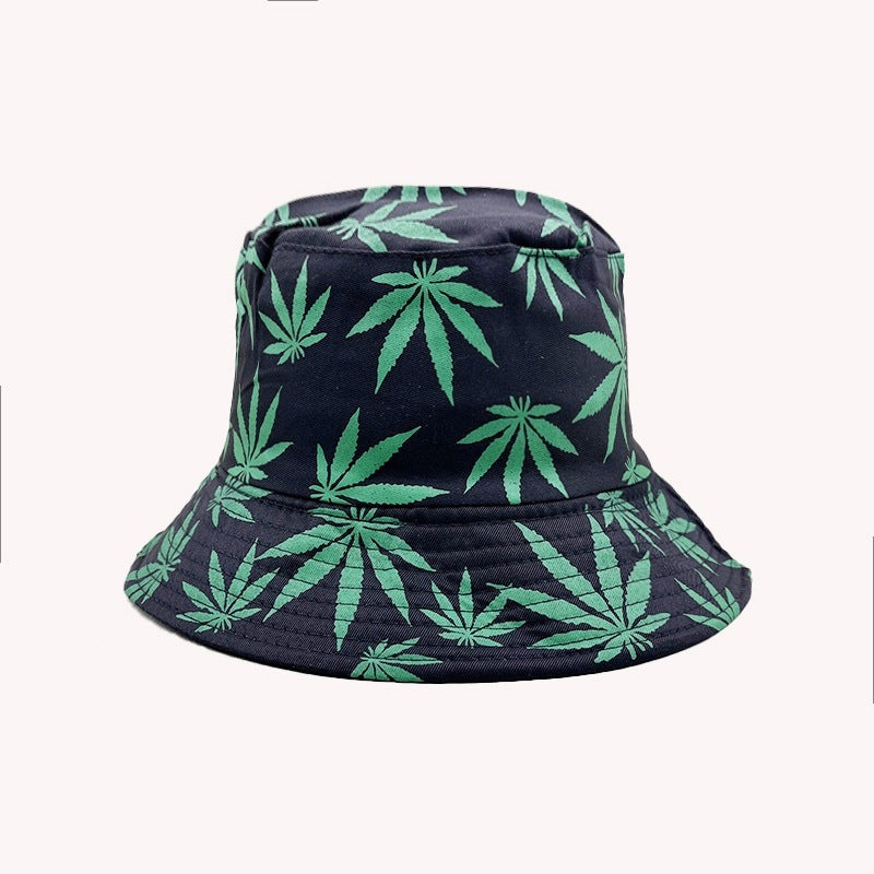 Wholesale Palm Tree Print Reversible Bucket Hat Breathable Autumn Hand-Painted Sun Hat Fashion Accessory