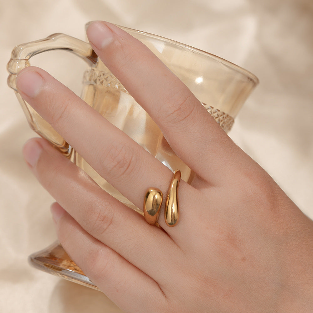 Wholesale Electroplated Stainless Steel Irregular Adjustable Ring,  Trendy Fashion Accessory Gift
