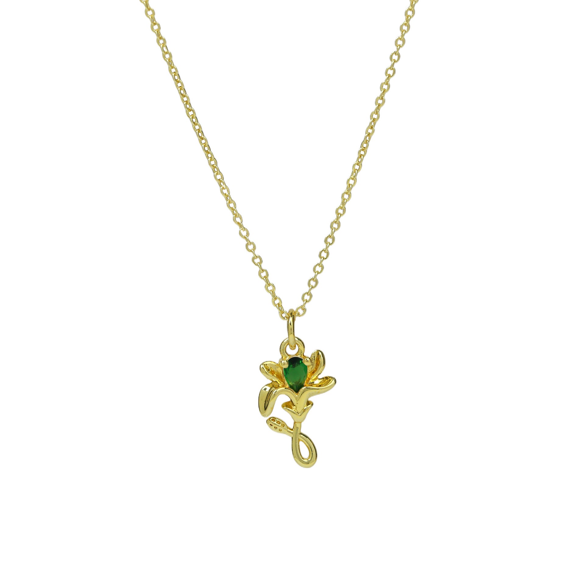 Wholesale Cute little zircon flower pendant necklace