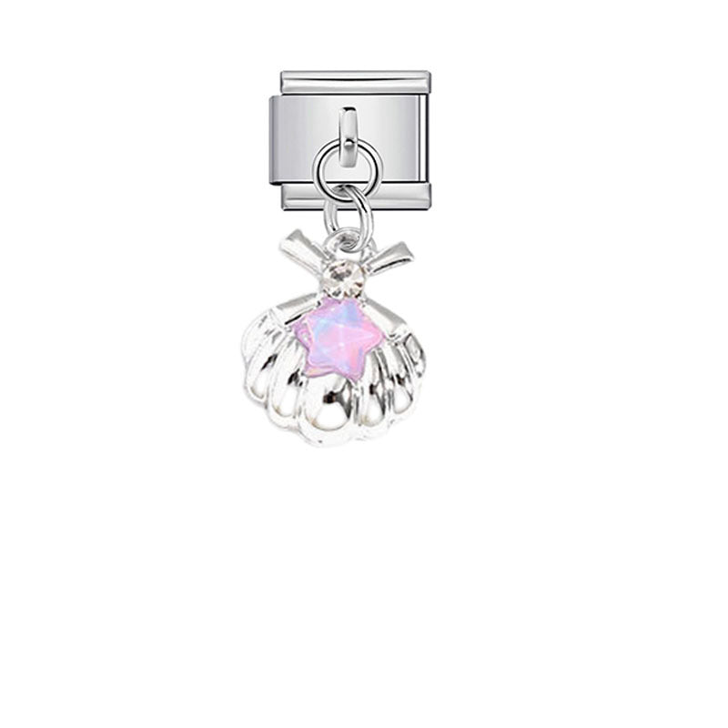 Wholesale Pink Crystal Flower Moon Pendant Charm for DIY Bracelet Watch - Stylish Jewelry Accessory for Women