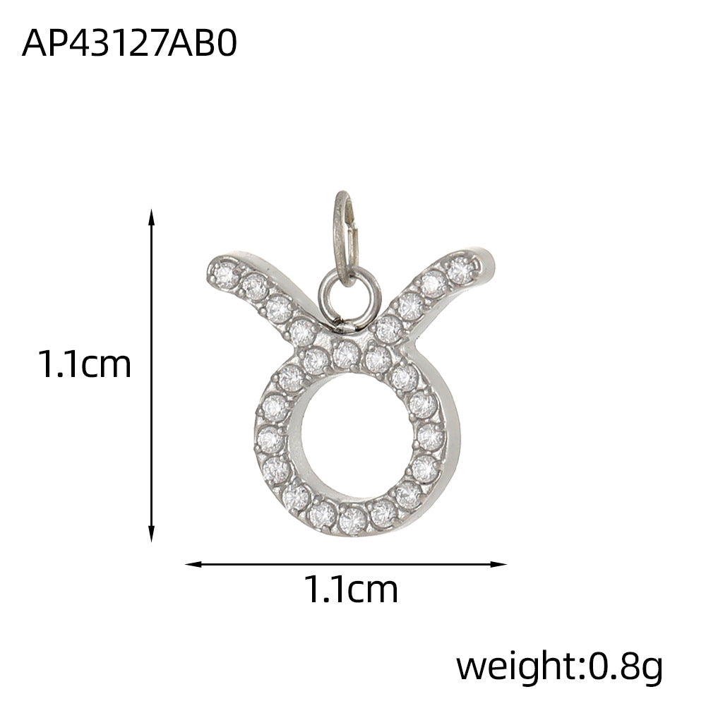Wholesale Twelve Zodiac DIY stainless steel micro-inlaid diamond pendant