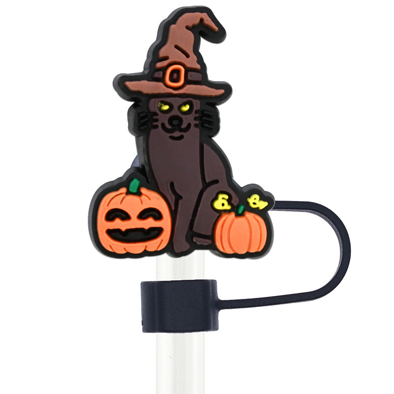 Wholesale Random 100pcs Halloween 10mm PVC Soft Straw Tube Cap ACC-SCR-RYY070