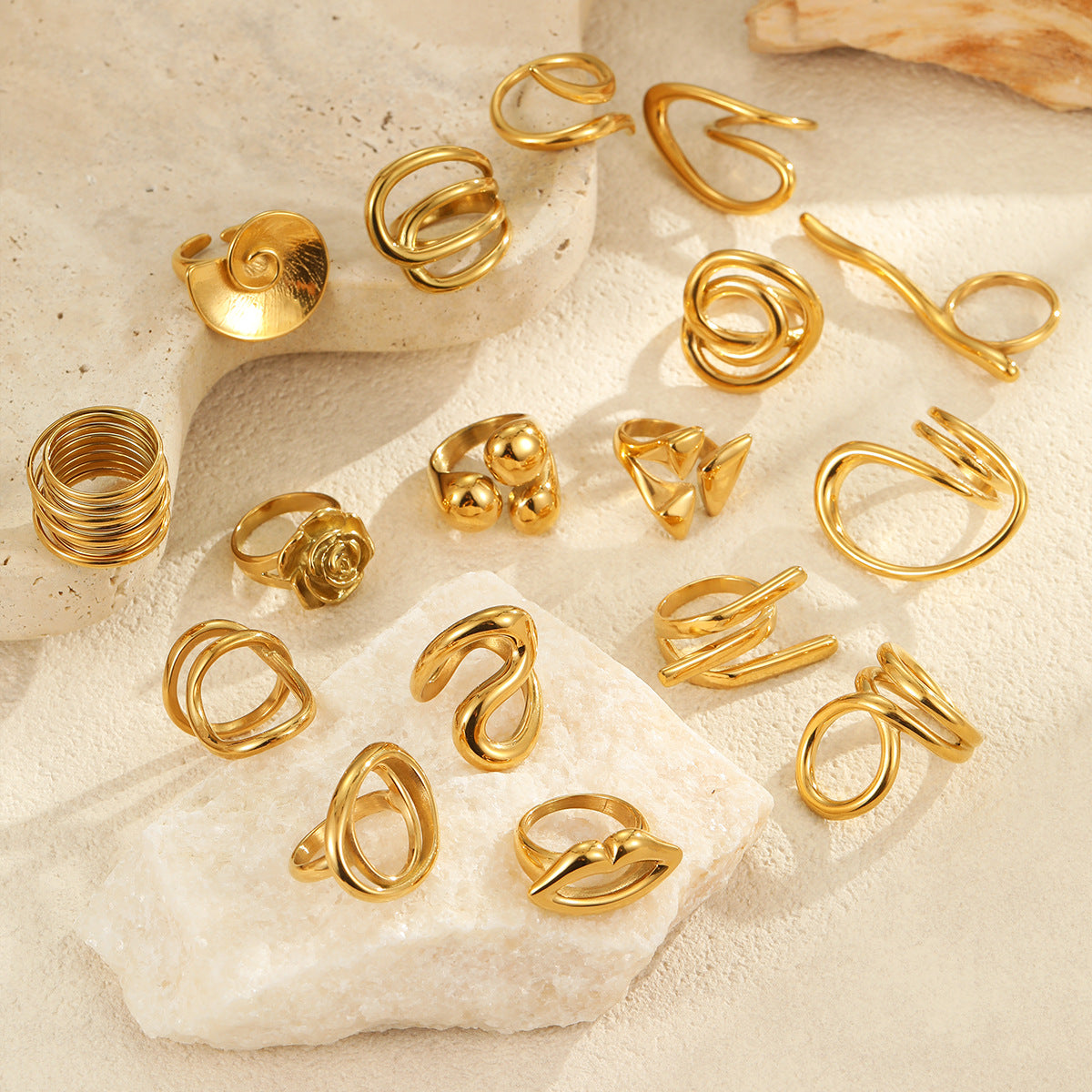 Wholesale Geometric Lines Metal Sense Stainless Steel Ring