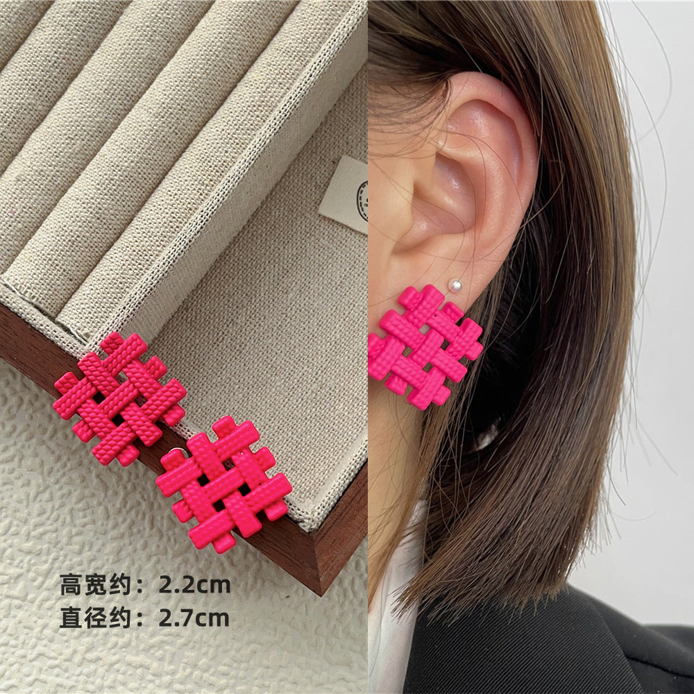 Wholesale Candy Color Geometric Square Circle C Shape Earrings