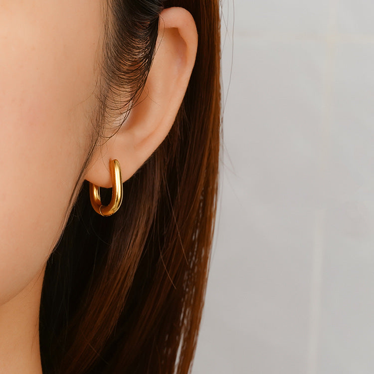 Wholesale geometric oval stainless steel earrings