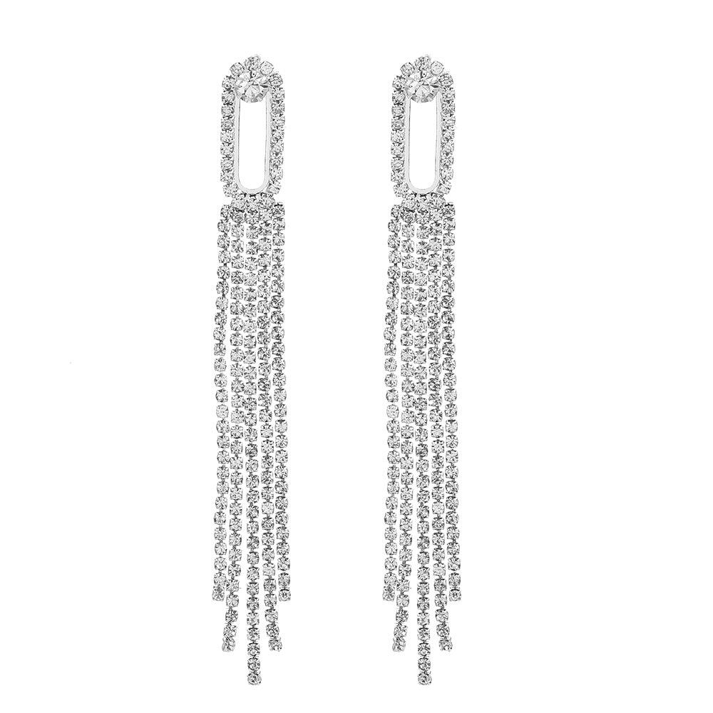 Wholesale Light Luxury Exaggerated Tassel Rhinestone Earrings ACC-ES-MY031