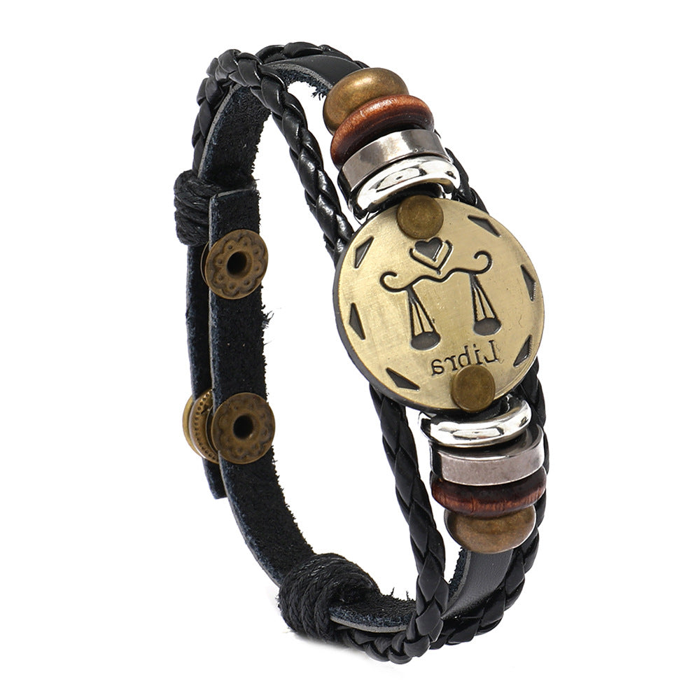 Wholesale 12 Constellations Cowhide Bracelet Adjustable Braided Beaded Bracelet Miyuki ACC-BT-Saih002