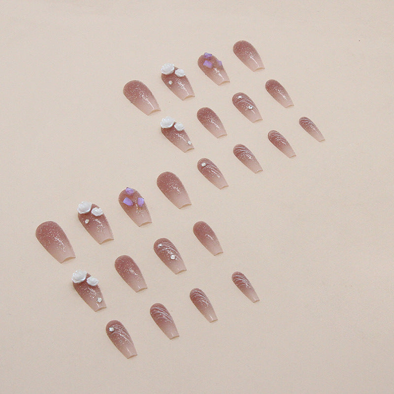 Wholesale 24 Pieces/box 3D White Camellia Nails Kits Nail Stickers