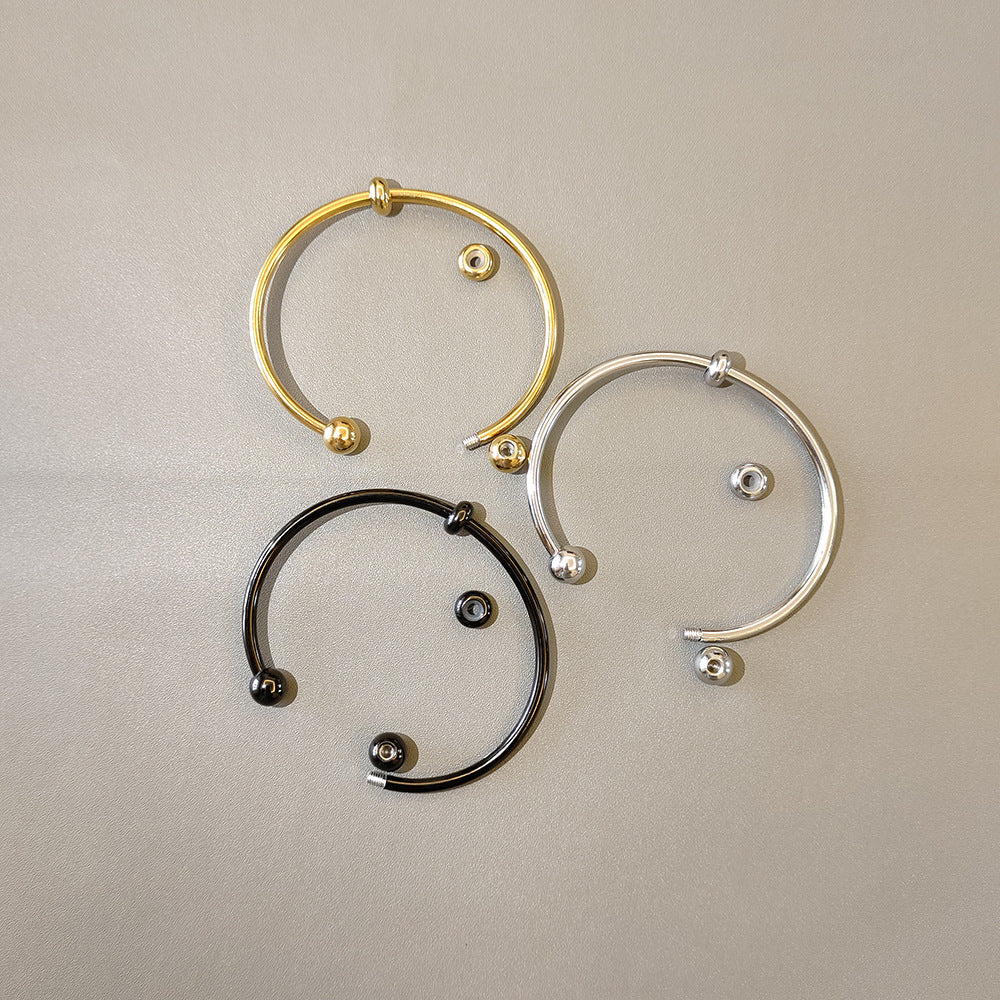 Wholesale Metal stainless steel waterproof non-fading hose elastic open beaded bracelet