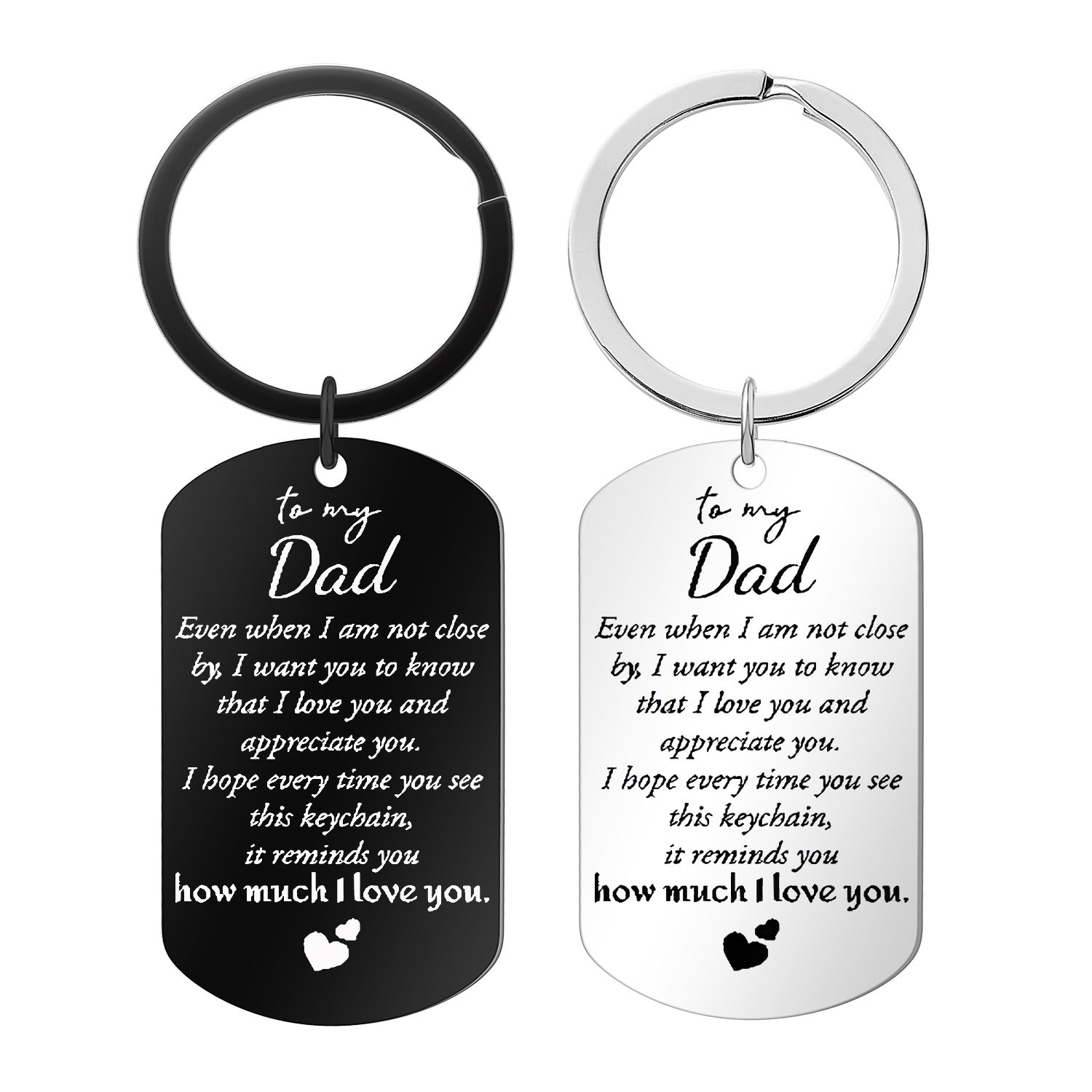 Wholesale double-sided lettering TO DAD Father's Day stainless steel laser keychain