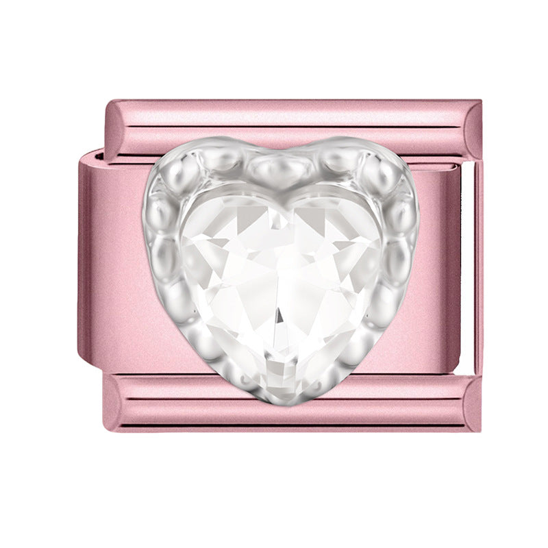 Wholesale 9mm Italian Charm Starter Bracelets pink series  DIY  Single Section Creative Stainless Steel Composable Bracelet