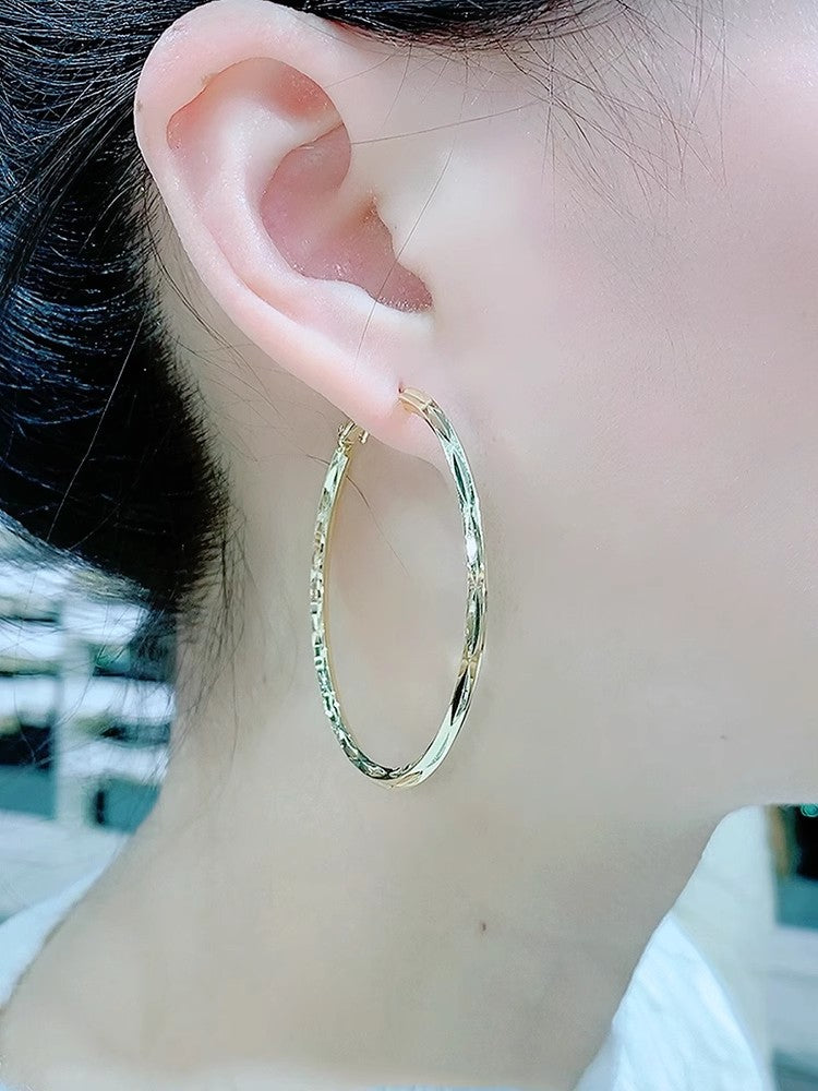 Wholesale Hoop Diamond Pattern Shiny Earrings