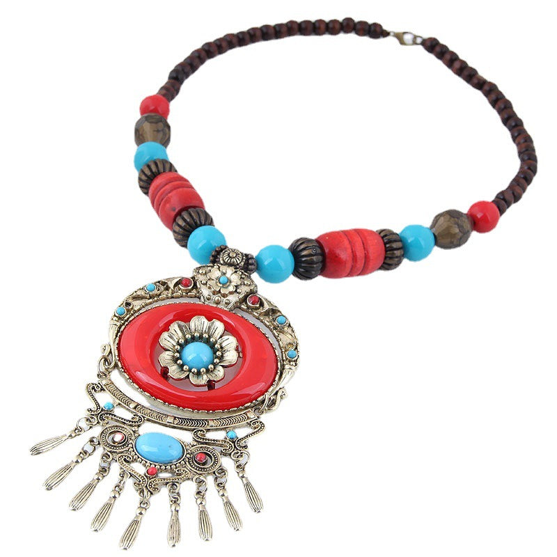 Wholesale Bocian Ethnic Style Retro Long Necklace Gemstone Sweater Chain ACC-NE-Weiy002