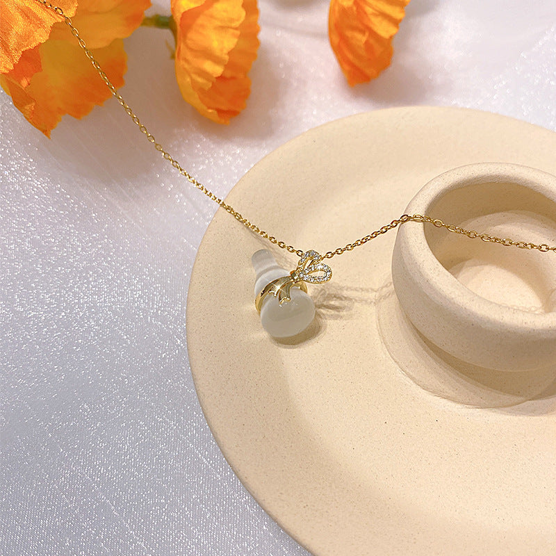 Wholesale Electroplated Titanium Steel Necklace Micro-embedded Clavicle Chain Choker Necklace ACC-NE-Xiyue003