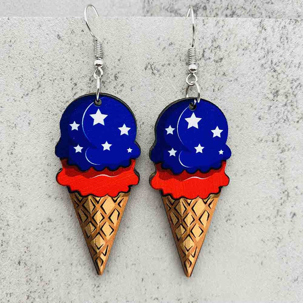 Wholesale Wooden Western-Style Stud Earrings  Wood Earrings Independence Day