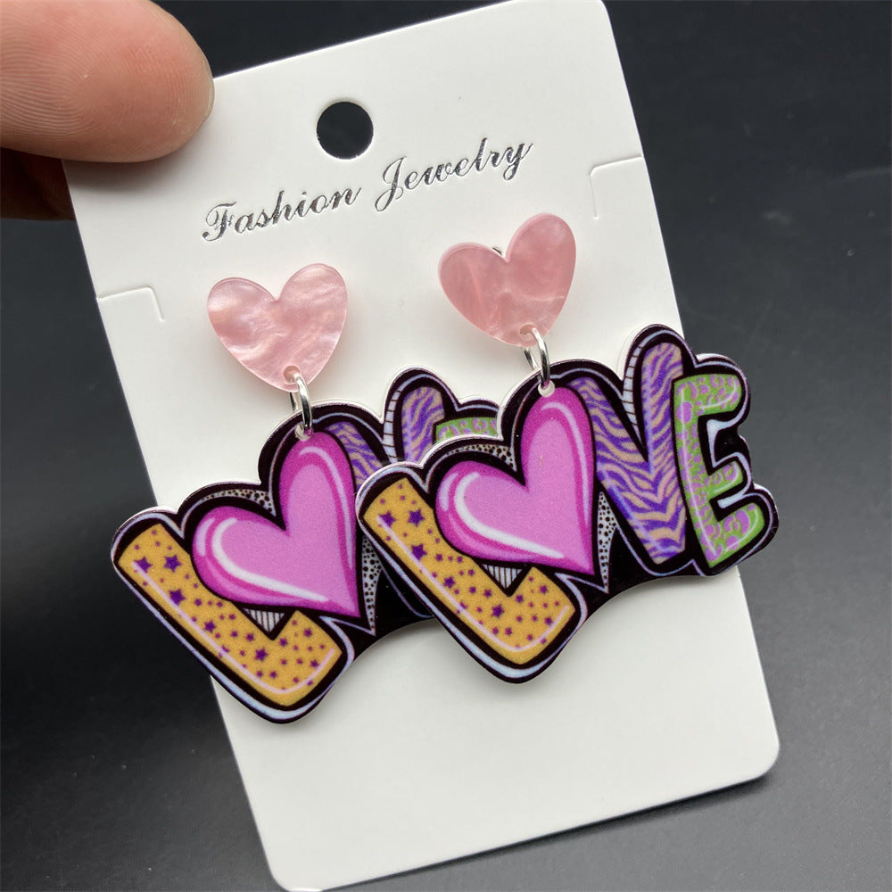 Wholesale Valentine's Day Round Acrylic Large Earrings