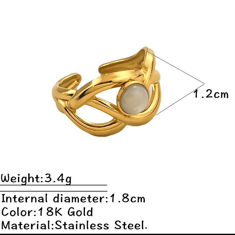 Wholesale Fashionable Titanium Steel Ring Inlaid with Natural Stone