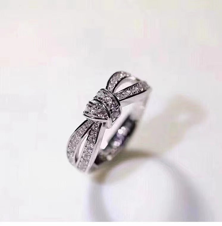 Wholesale Diamond Ring  BowMoxan Silver Plated Full Diamond Light Luxury Finger Ring