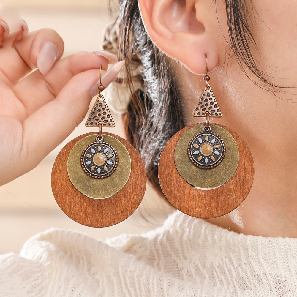 Wholesale Zinc Alloy Bohemian Earrings Maillard Color Holiday Style Retro Fashion Accessory