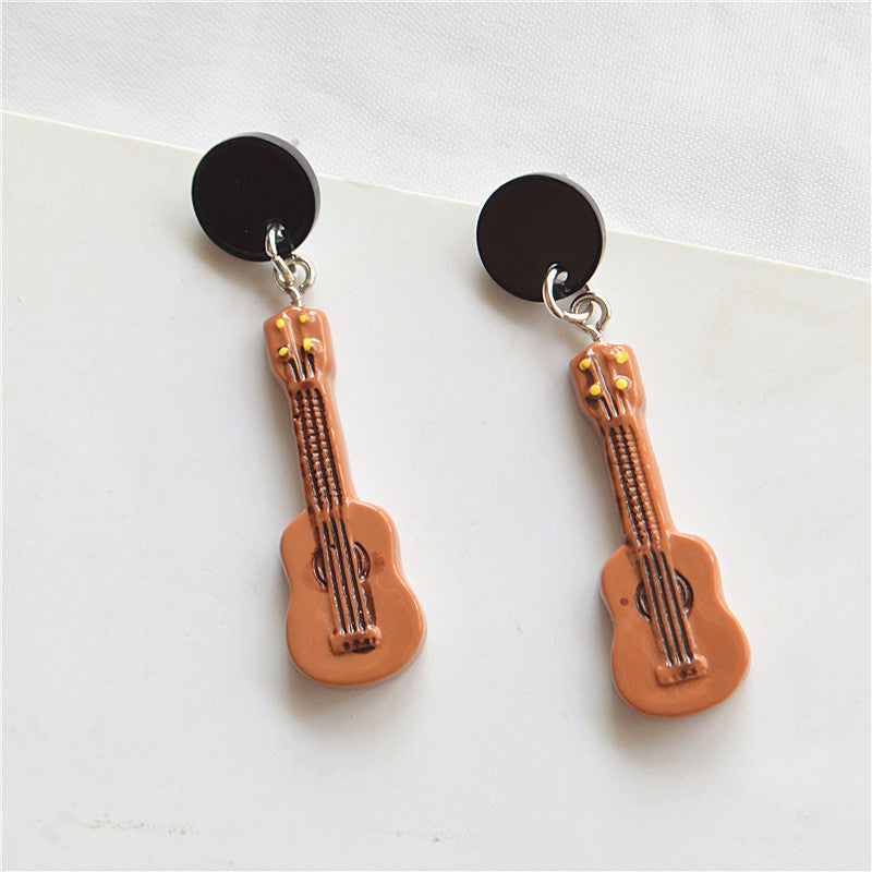 Wholesale Acrylic Earrings Hip Hop Hipster Music Exaggerated Guitar Earrings ACC-ES-XN013