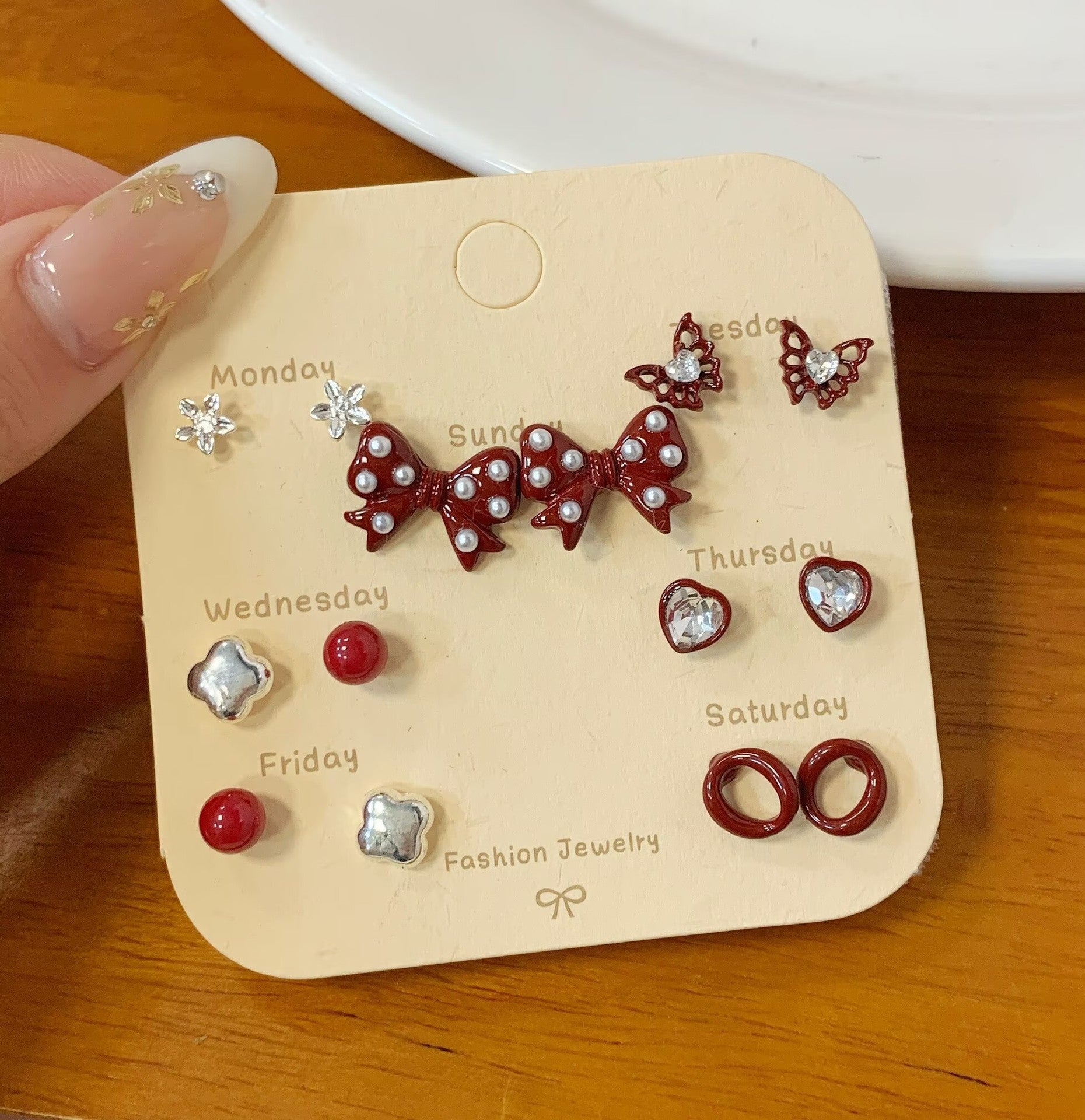 Wholesale Ankora Red Bow Earring Set
