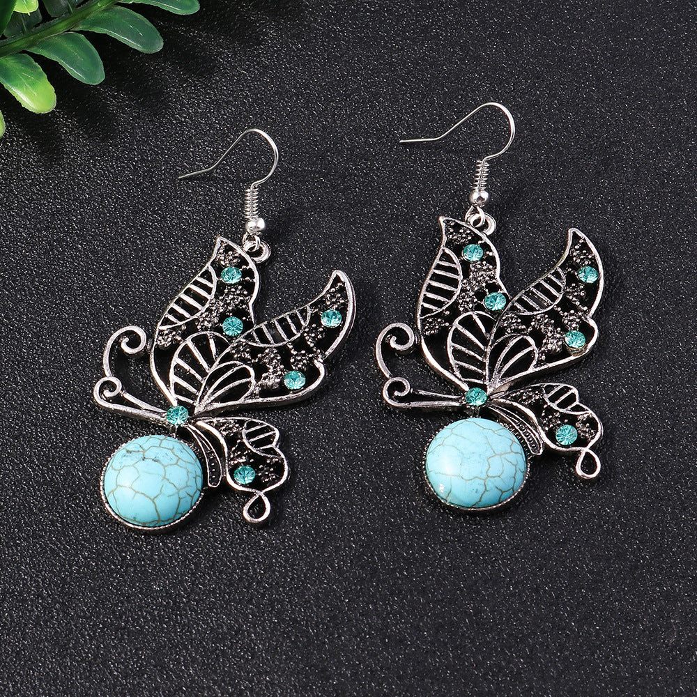Wholesale Bohemian Turquoise Vintage Alloy Earrings Fashion Jewelry Accessory