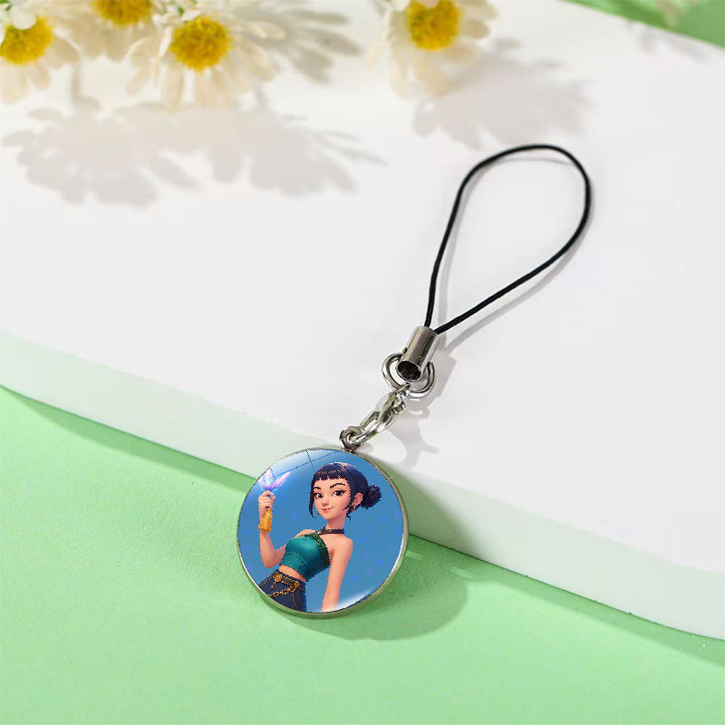 Wholesale Crystal mobile phone chain pendant anime high-value peripheral school bag pendant Keychains kpop