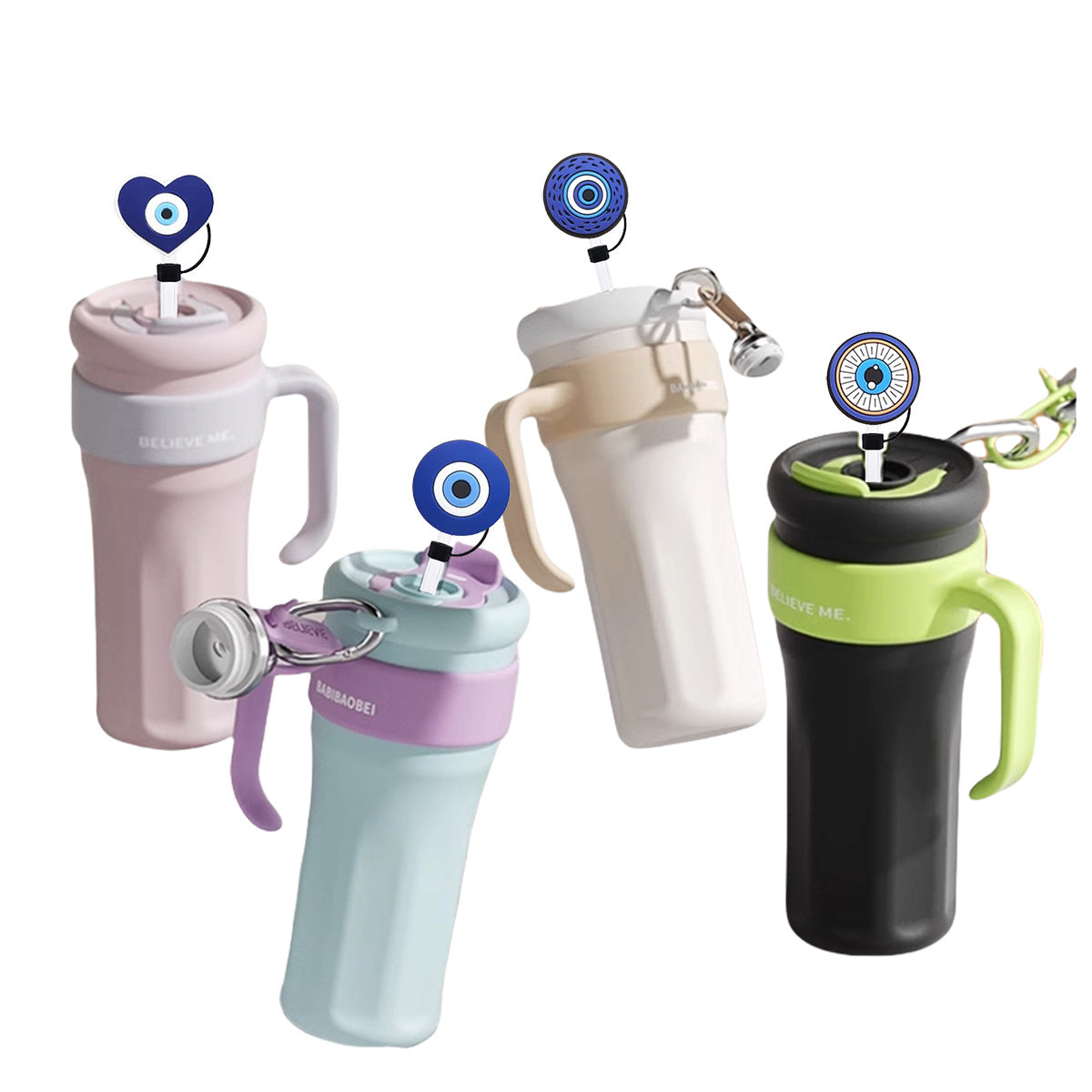 Wholesale 50pcs 10mm Straw Cover Devil Eye Silicone Straw Caps for Cup Decoration Straw Tube Cap ACC-SCR-SSL001