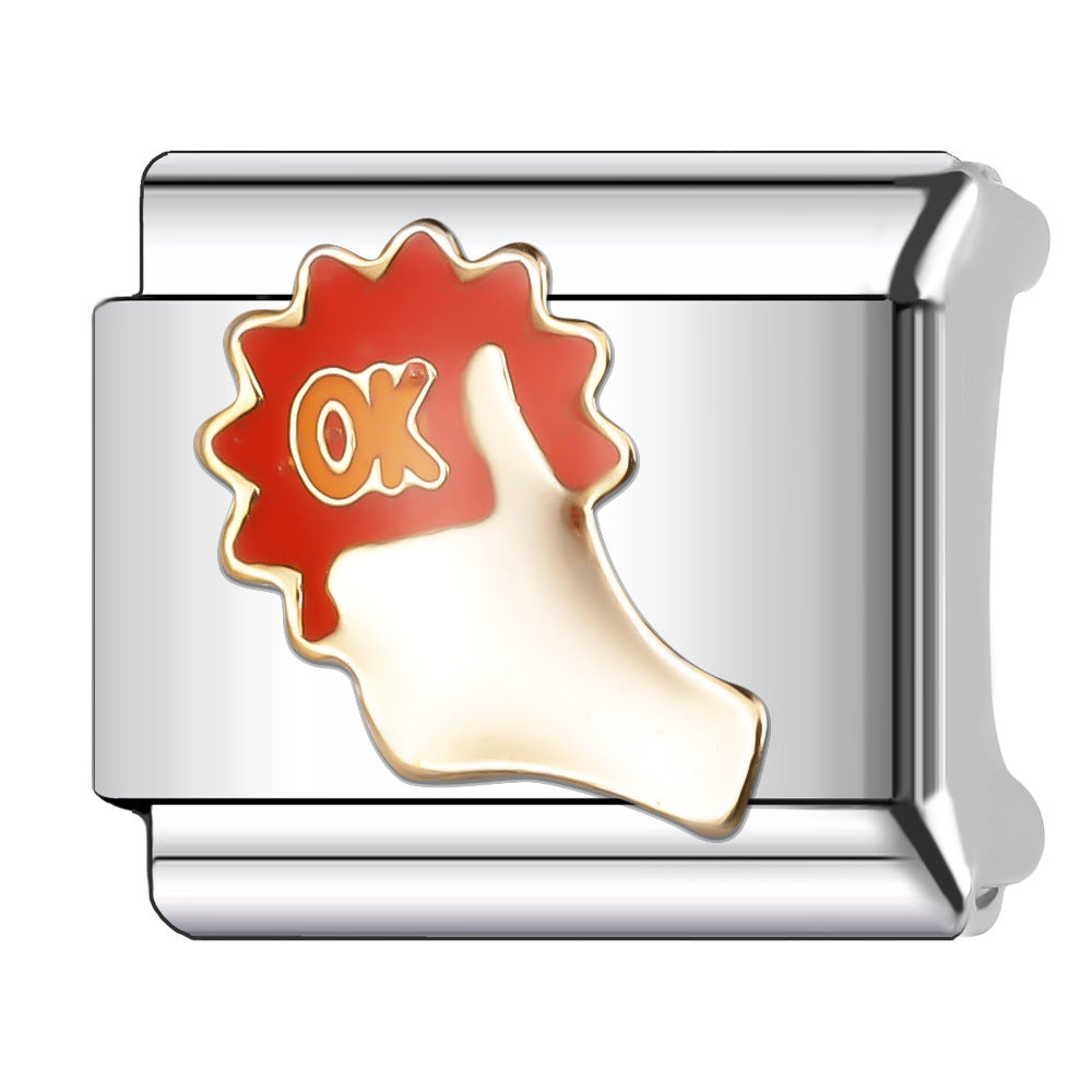 Wholesale Italian Charm Bracelet 9mm DIY Splicing English Stainless Steel Composable Bracelet